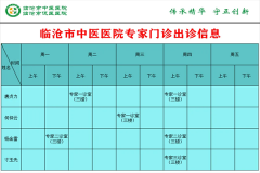 臨滄市中醫醫院9月6日—9月12日門診信息表